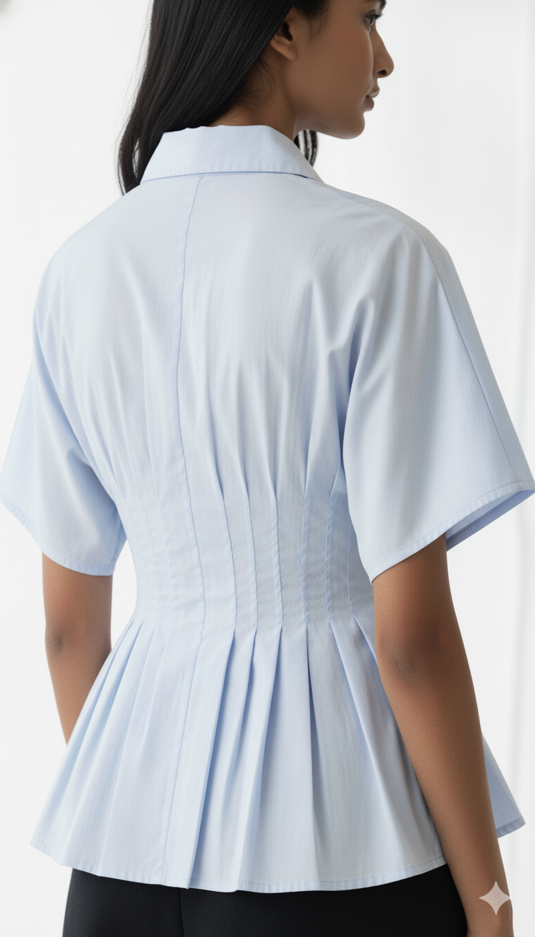 Short Sleeve Pleated Blouse