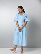 Button Front Pleated Maxi Dress