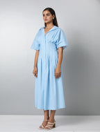 Button Front Pleated Maxi Dress