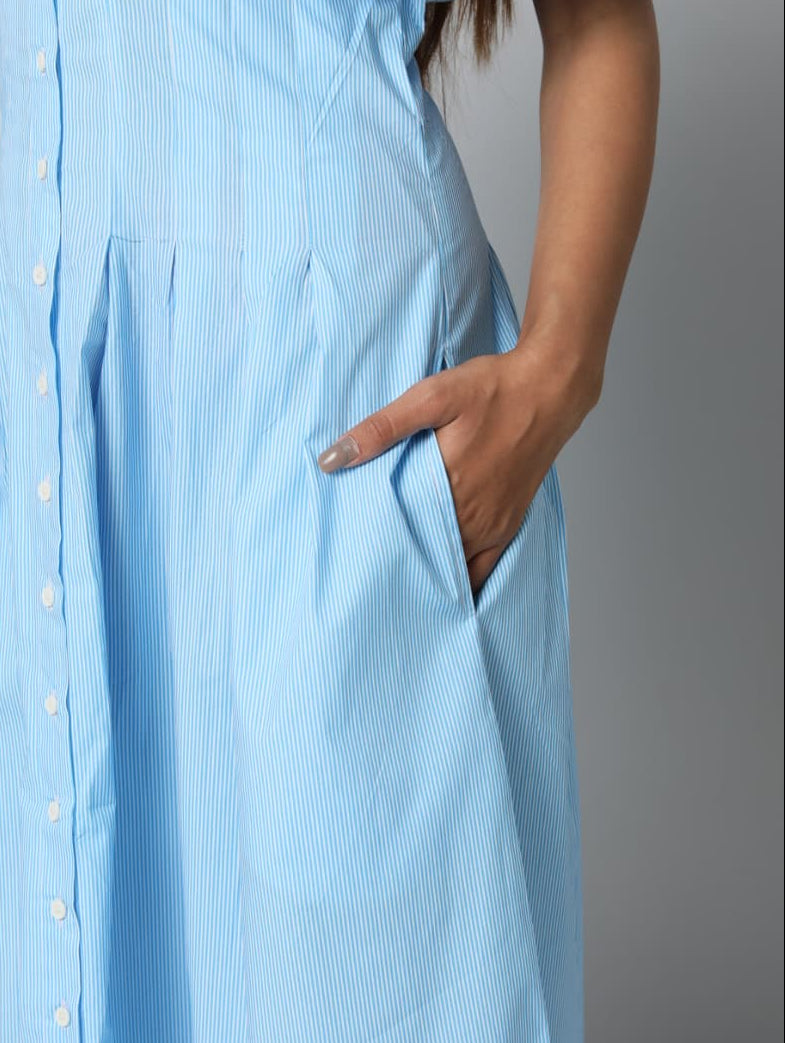 Button Front Pleated Maxi Dress