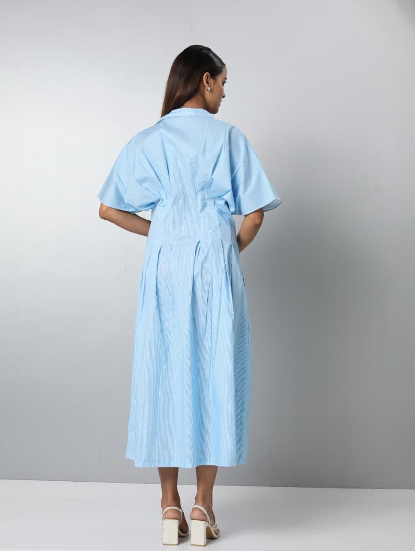 Button Front Pleated Maxi Dress