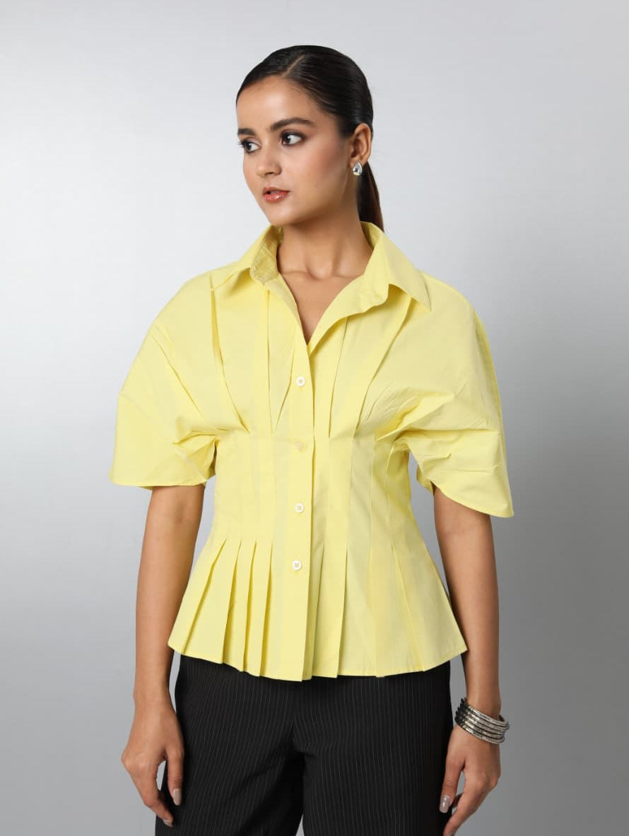 Short Sleeve Pleated Blouse