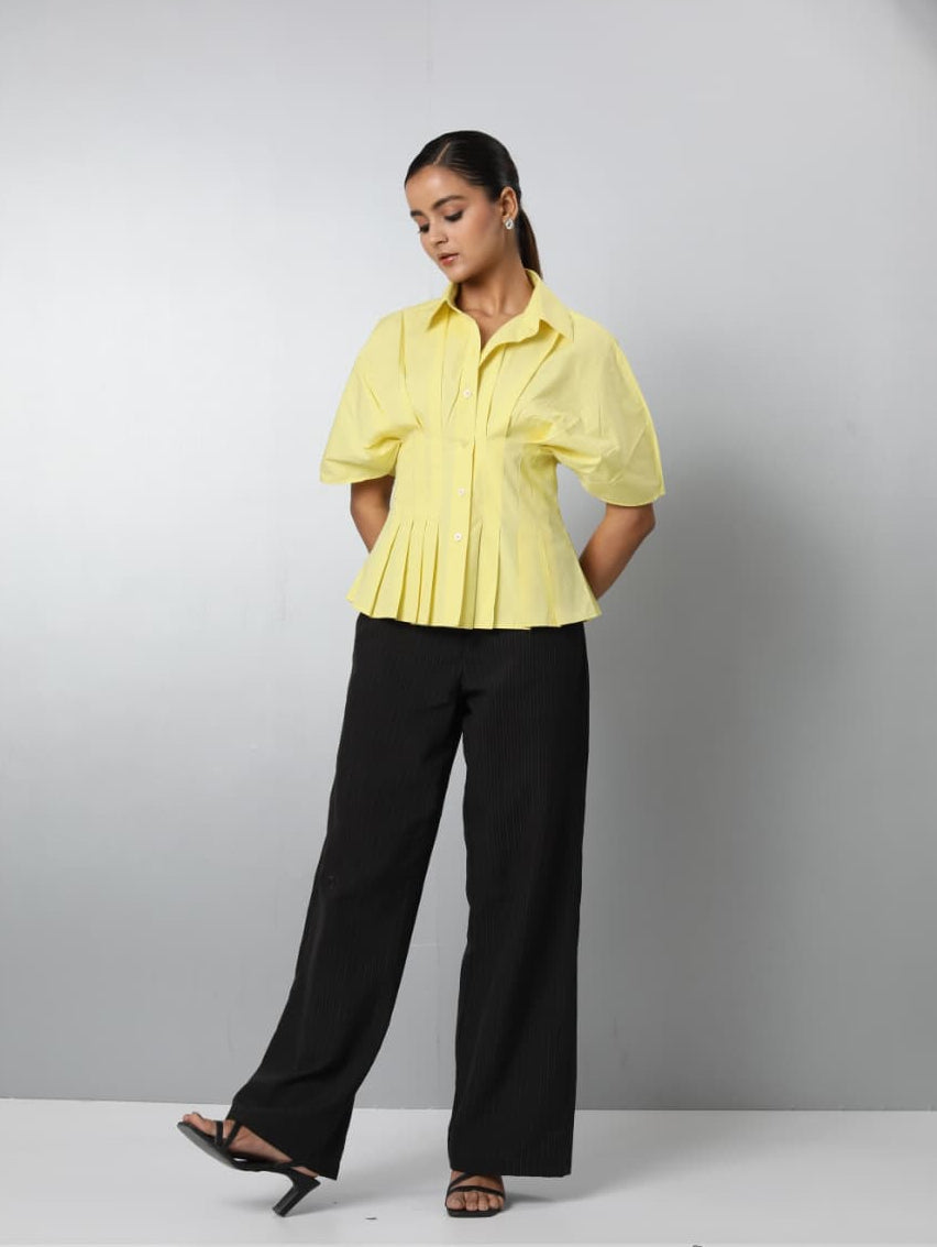 Short Sleeve Pleated Blouse