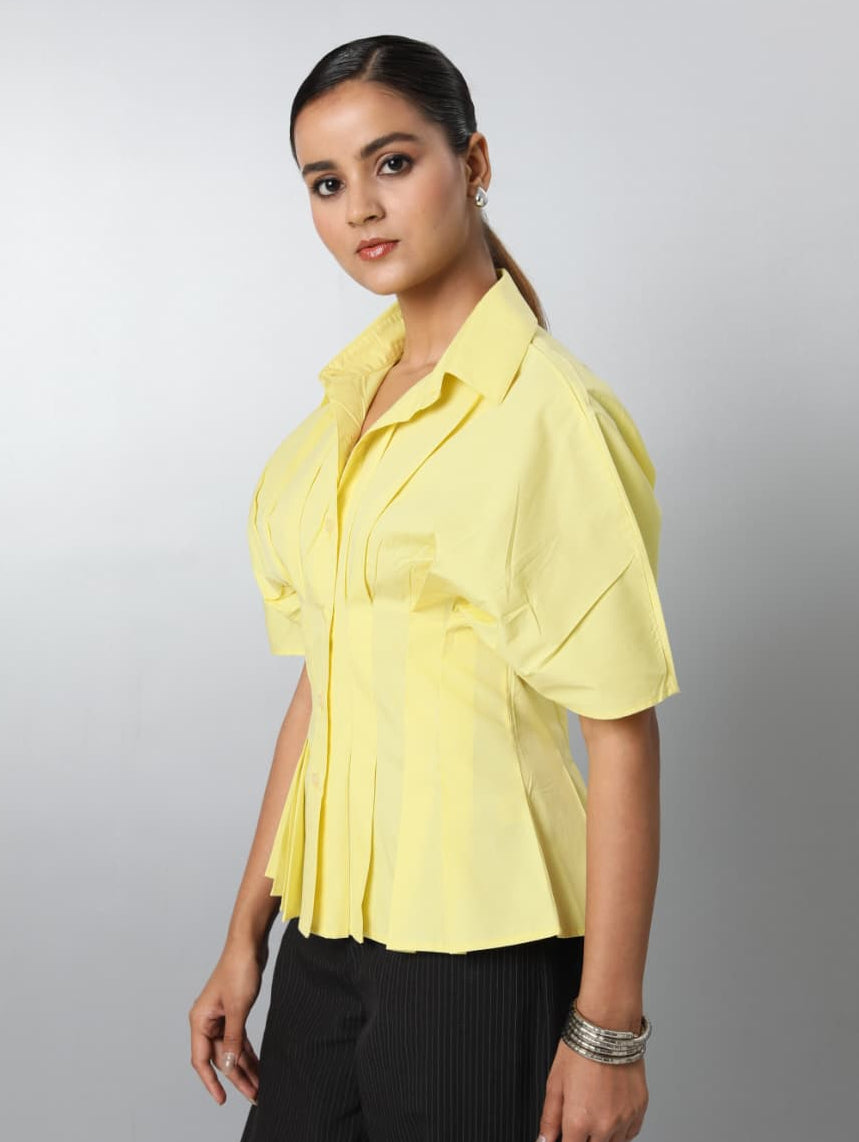 Short Sleeve Pleated Blouse