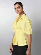 Short Sleeve Pleated Blouse